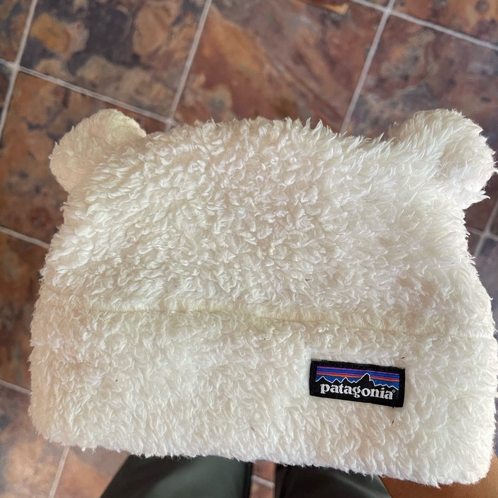 Patagonia Cream Fleece Bear Ear Hat
